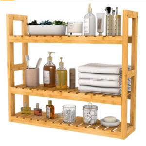 Multi-functional Bamboo wood storage shelves shelf kitchen storage wall kitchen hanging shelf