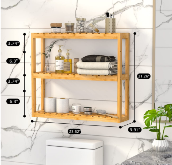 Multi-functional Bamboo wood storage shelves shelf kitchen storage wall kitchen hanging shelf