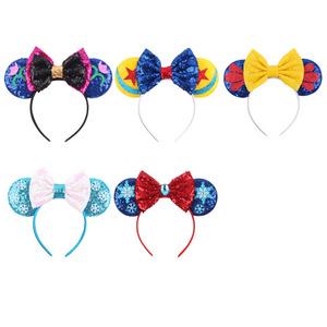 Wholesale Girls hair accessories mickey hairband glitter party girls sequins mickey ear headband