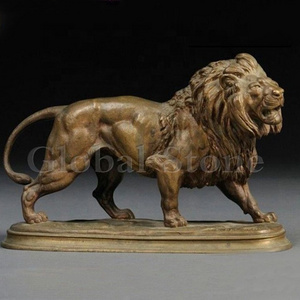 Outdoor Garden Life Size Bronze Animals Sculpture Brass Casting Lion Statue