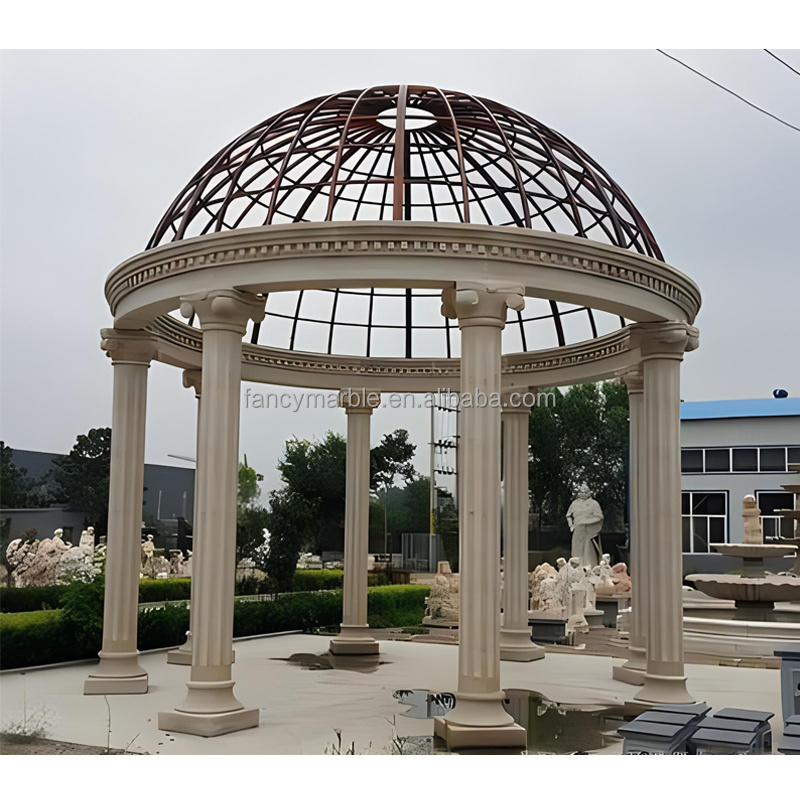 Outdoor Garden Decora Gazebo Customized Design Iron Stone Pavilion Marble Statues Gazebos