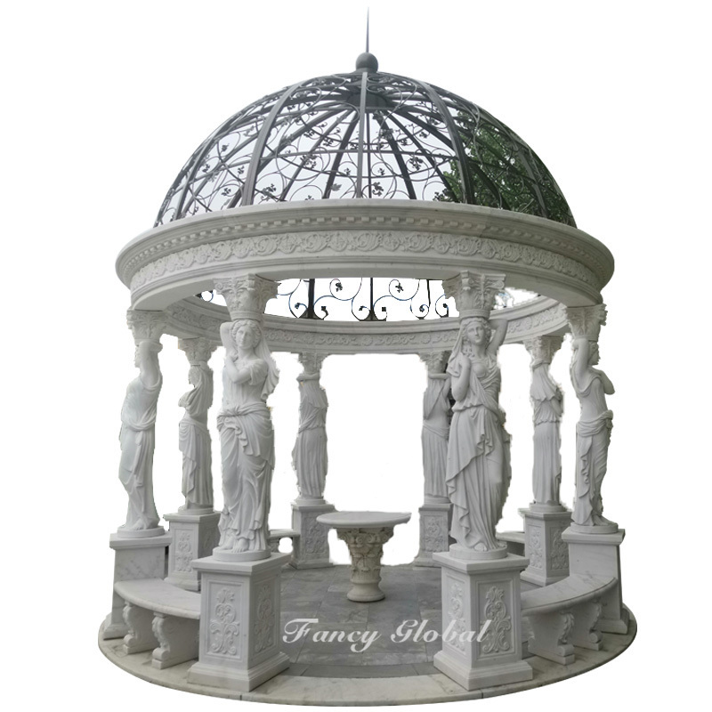 Outdoor Garden Decora Gazebo Customized Design Iron Stone Pavilion Marble Statues Gazebos