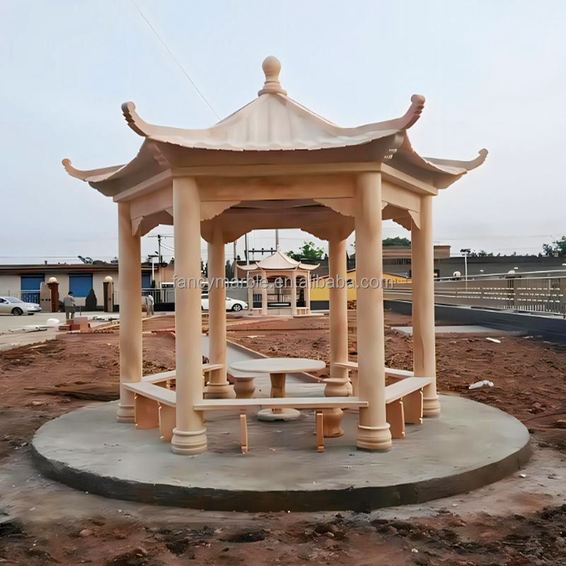 Outdoor Garden Decora Gazebo Customized Design Iron Stone Pavilion Marble Statues Gazebos