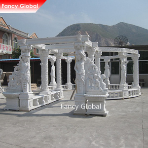 Brand New Gazebo Outdoor Marble Pillar Women Child Pillar Stone Carvings And Sculptures Outdoor Garden Gazebo For Sale