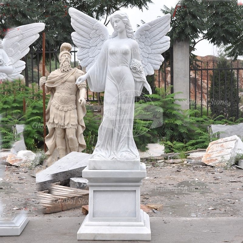 FANCY Factory Price Hand Carving Marble Granite Standing Angel Tombstone Headstone And Monuments