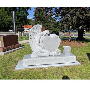 Outdoor Large Life Size Angels Statue Engraving Graves  Cemetery Tombstone Monuments Headstones Marble Weeping Angel Headstone