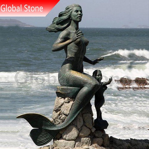 Fancy Custom Outdoor Garden Decor Bronze Mermaid Statue Sculpture