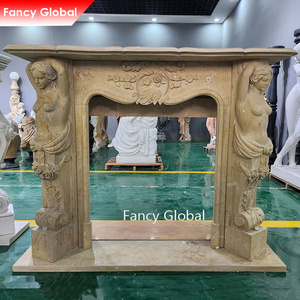 Brand New Marble Stone Fireplace Surround Fancy Natural With Indoor Classical Indoor Modern Gas Fire Fireplace For Sale