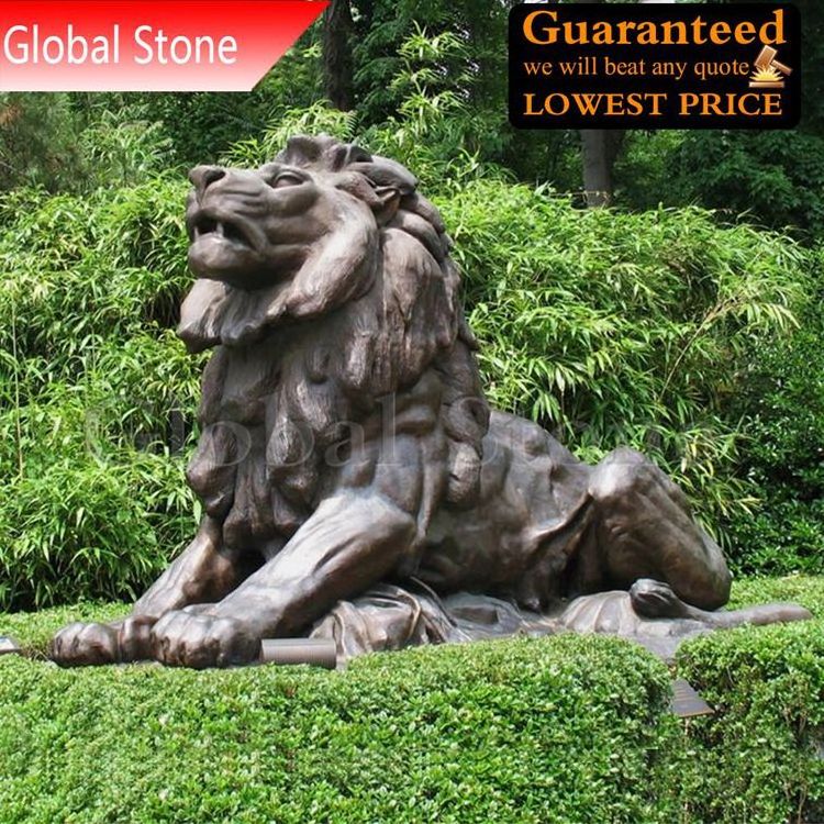 Outdoor Garden Life Size Bronze Animals Sculpture Brass Casting Lion Statue