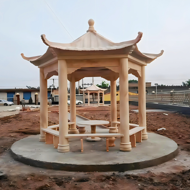 Stone Statue Octagon Garden Gazebo Designs Modern Pavilion Marble Gazebo