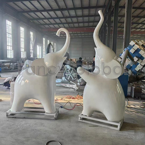 Hot Sale Large Animal Sculptures Party Decoration Life Size Fiberglass Cartoon Cute Colorful Animal Elephant Bear Statues