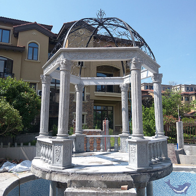 Fancy Custom Marble Made Hand Carved Roman Stone Gazebo For Outdoor Garden