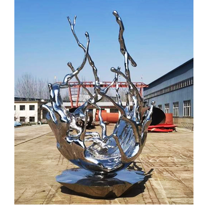 Custom Large Outdoor Garden Modern Metal Polished Stainless Steel Abstract Statue Sculpture