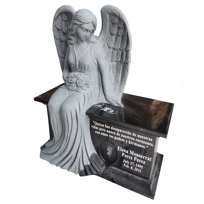 Factory Directly Wholesale Hand Carving Marble Angel Tombstone Black Marble Tombstones And Monuments