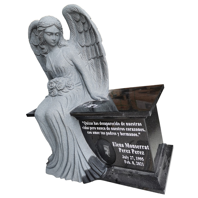 Factory Directly Wholesale Hand Carving Marble Angel Tombstone Black Marble Tombstones And Monuments