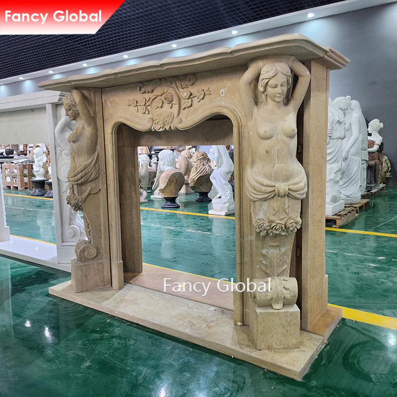 Brand New Marble Stone Fireplace Surround Fancy Natural With Indoor Classical Indoor Modern Gas Fire Fireplace For Sale