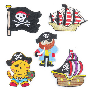 High Quality Cool Pirate Embroidery Patches Appliques Sea Rover Embroidery Patches Iron on Embroidery Badge