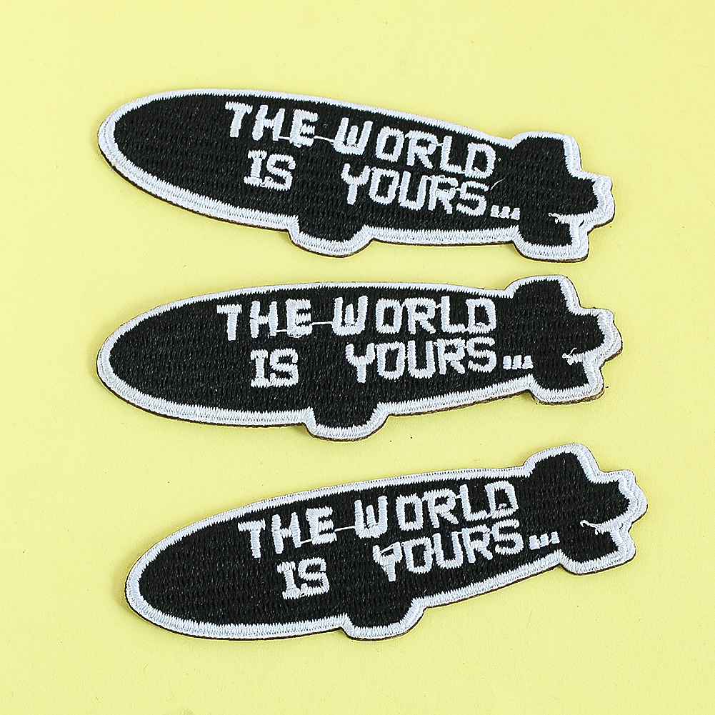 Cartoon airship English letter cloth sticker personality cool embroidery cloth stick with glue clothing accessories