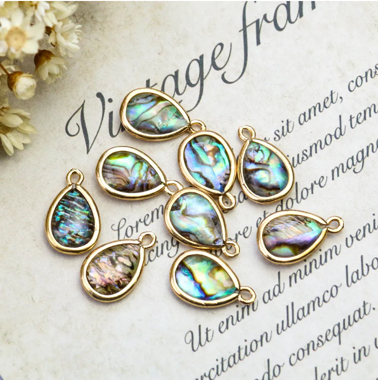 Polishing Natural abalone shell colours water drop shape pendant beads for necklace Jewelry Making Accessories