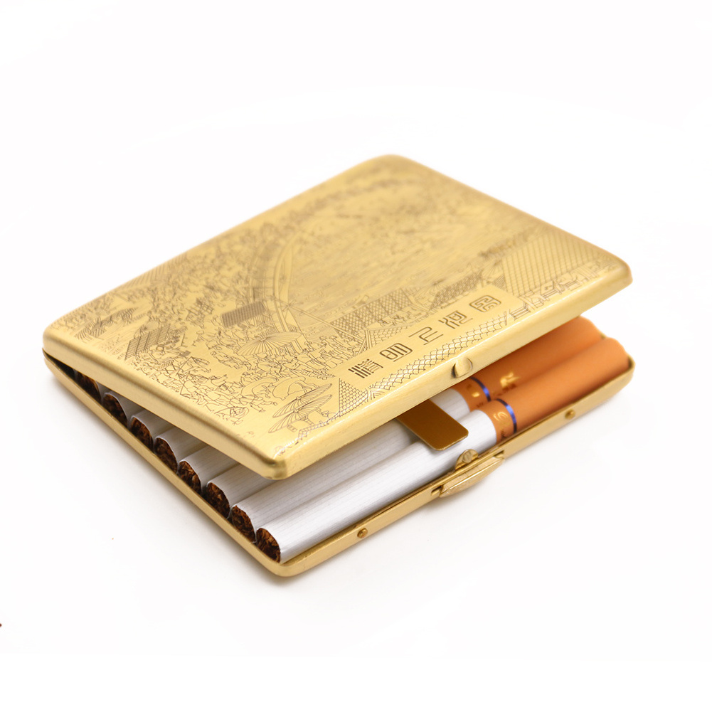 Promotional 9pcs Capacity Cigarette Box Pack Metal Aluminum Long Cigarette Case For Men gift