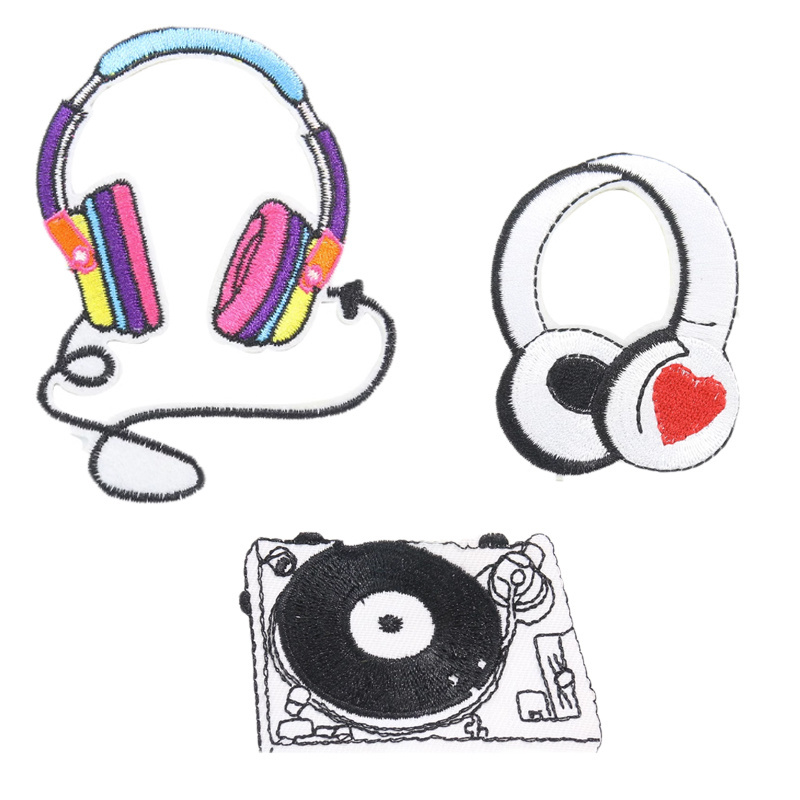 Cartoon Hip-hop Rock Music CD player applique embroidery Sewing Supplies badges patches sew on or iron on clothing patches