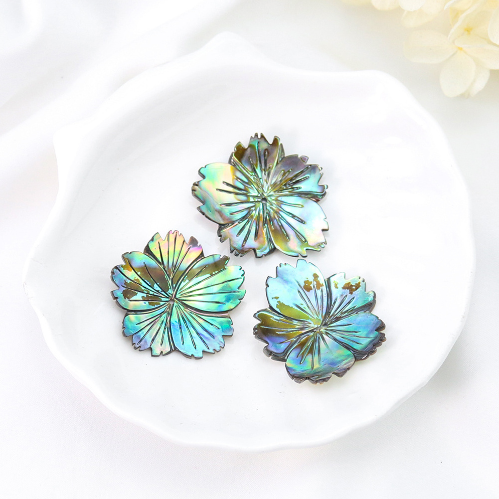 Natural New Zealand Abalone Shell polished Carved Flower shape Jewelry  shell beads for earrings necklace Making Accessories