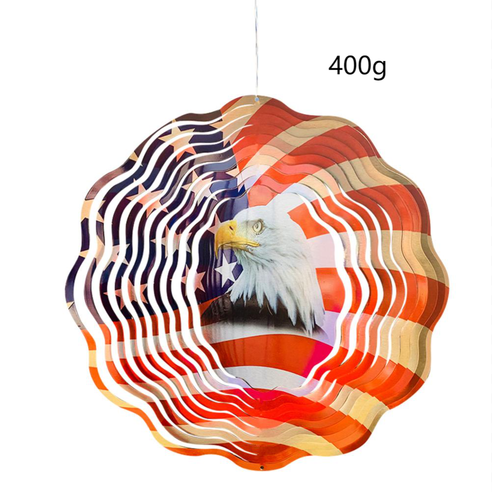 3D American Flag Eagle Wind Chimes colorful Metal Wind Catcher Spinner Stainless Steel sublimation wind spinner for Home