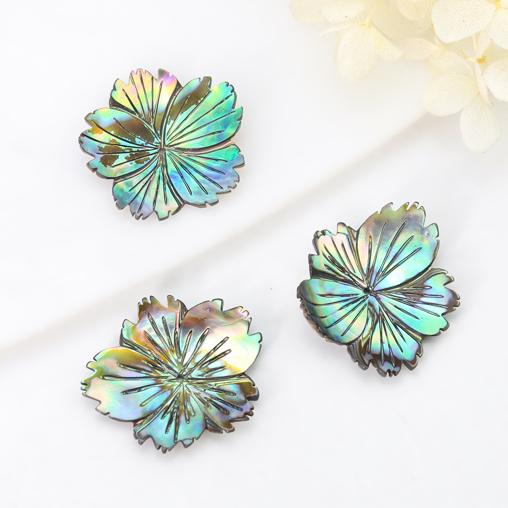 Natural New Zealand Abalone Shell polished Carved Flower shape Jewelry  shell beads for earrings necklace Making Accessories