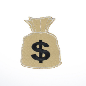 Cartoon money bag with glue back embroidered patch for children's clothing decorative patch sewing supplies