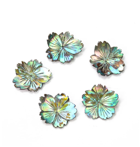 Natural New Zealand Abalone Shell polished Carved Flower shape Jewelry  shell beads for earrings necklace Making Accessories