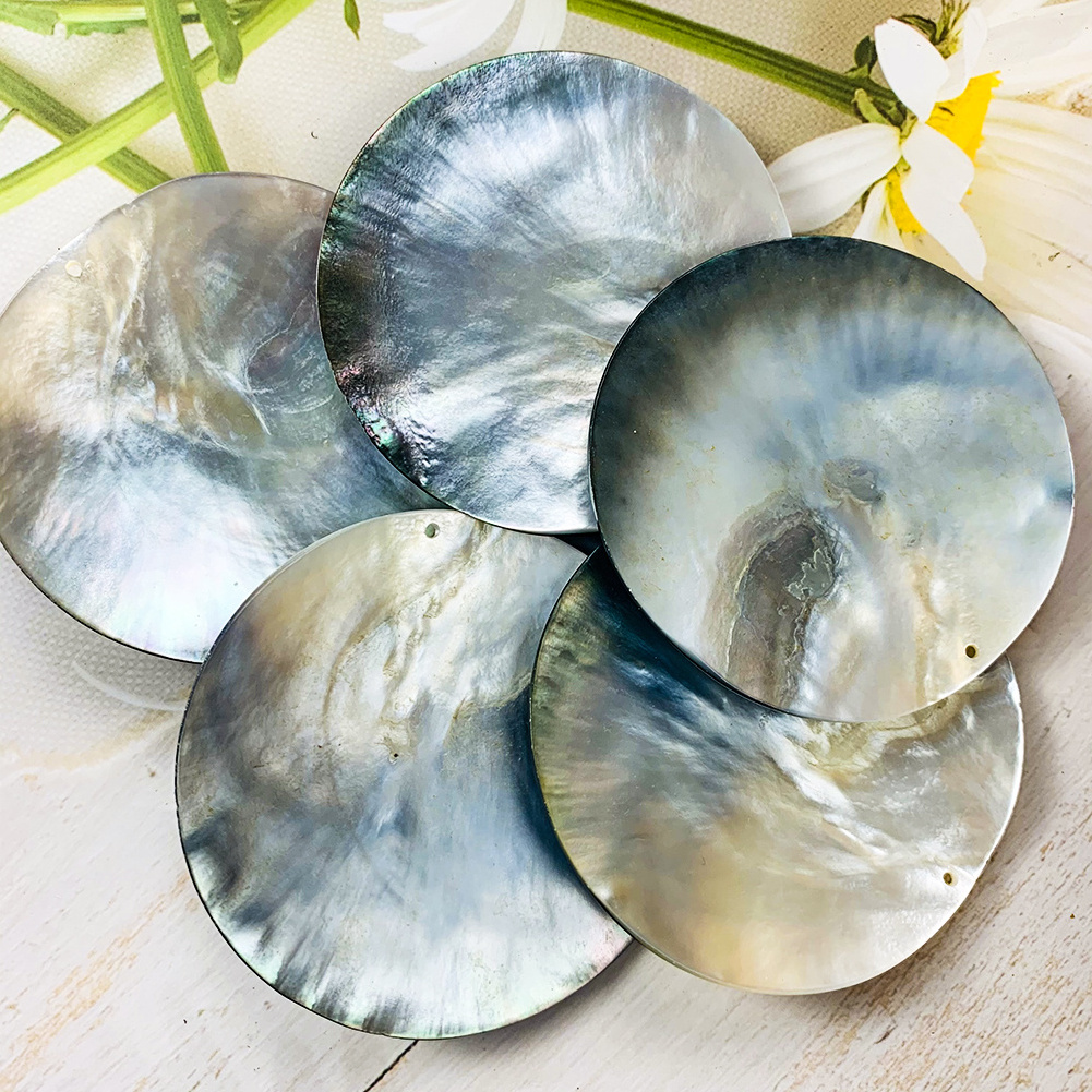 High quality polished blacklip mop shell round abalone shell slice inlay decoration