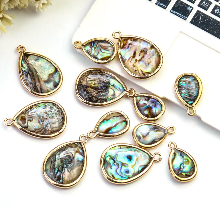 Polishing Natural abalone shell colours water drop shape pendant beads for necklace Jewelry Making Accessories