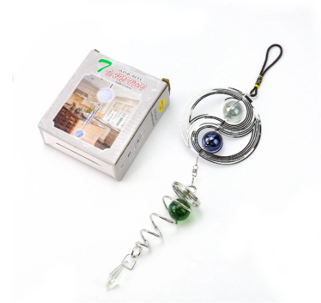 3D Chinese Tai Chi Bearing Rotating Stainless Steel Crystal Ball Wind Chime Sun Catcher Garden Home Decor Metal Crafts