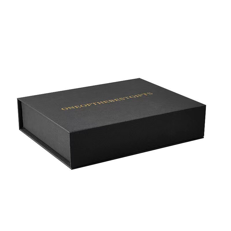 Factory Custom Luxury Handmade Flip Top Cardboard Black Paper Magnetic Closure Gift Box Packaging With Insert