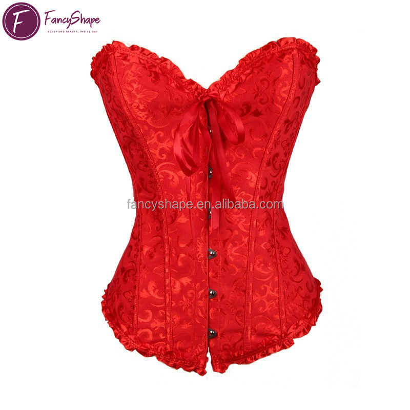 FancyShape private label plus size pink blue slimming waist mature women wearing corsets body shaper lace corset