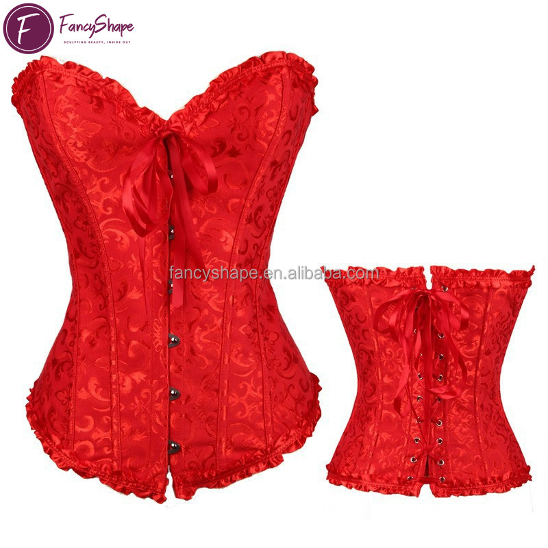 FancyShape private label plus size pink blue slimming waist mature women wearing corsets body shaper lace corset