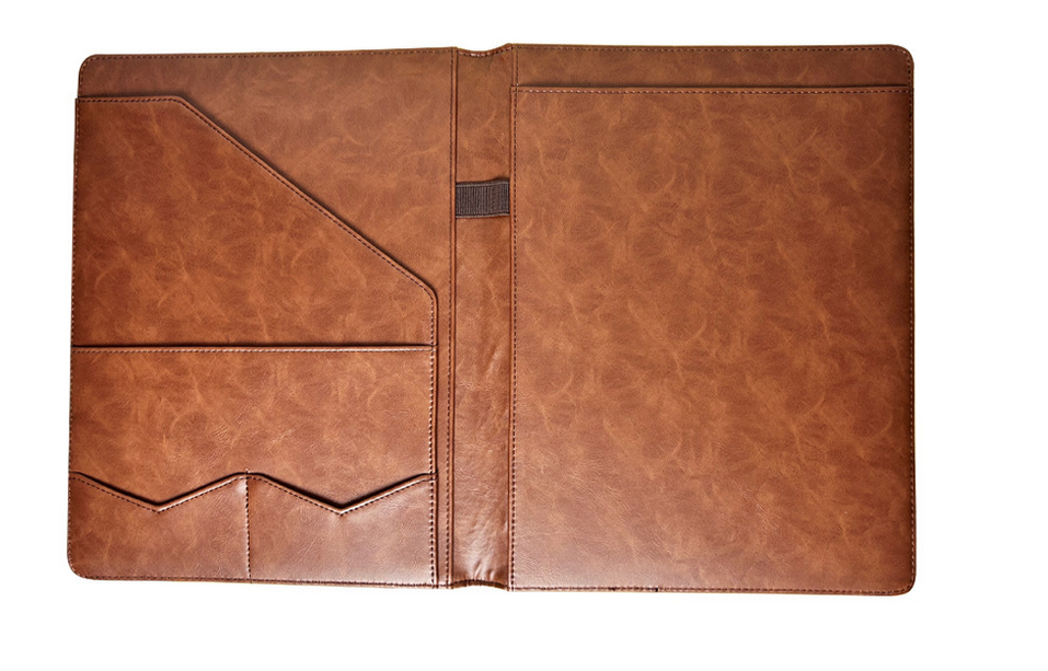 Clipboards Folio Folder Portfolio Binder with Notepad-Pocket Business Card Holder Brown Faux PU Leather