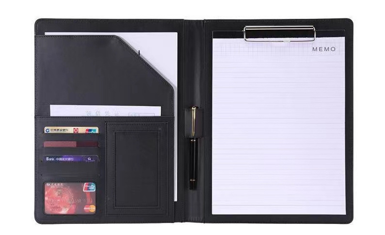 Portfolio Case Conference Folder Executive Business Padfolio with Document Sleeve A4 Size Clipboard  for Women Men Black pink