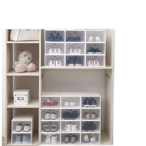 Wholesale Free samples Combination Shoes Box Container Organizers Transparent Foldable Stackable Plastic Clear Shoe Storage Box