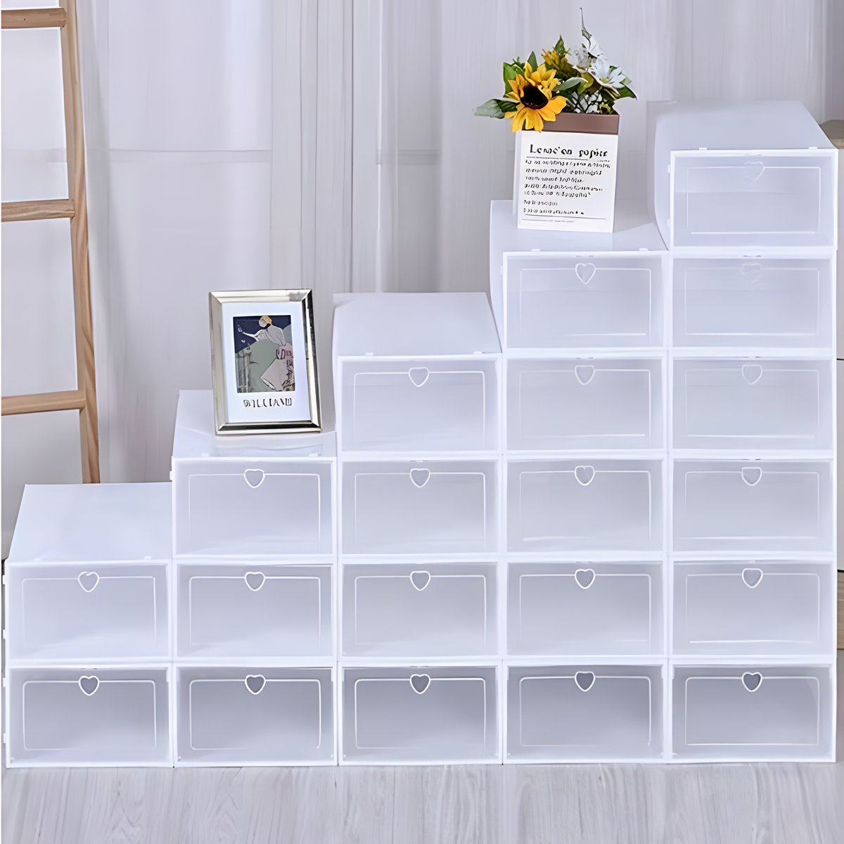 Existing Inventory Stackable Plastic Shoe Box Custom Box Shoes Flip Top Shoe Storage Organizer