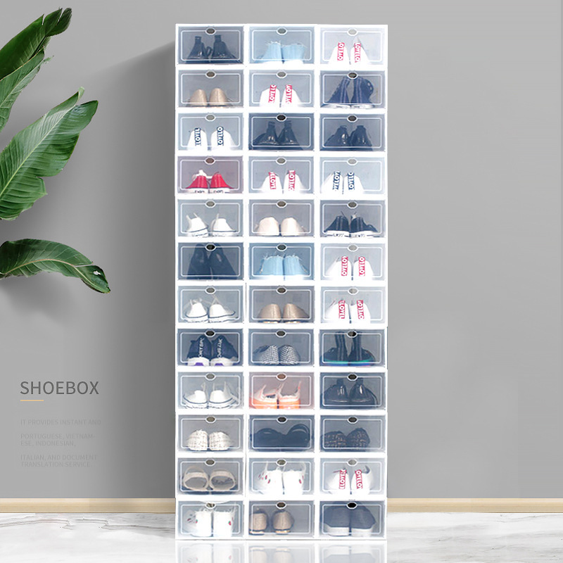 Wholesale Free samples Combination Shoes Box Container Organizers Transparent Foldable Stackable Plastic Clear Shoe Storage Box