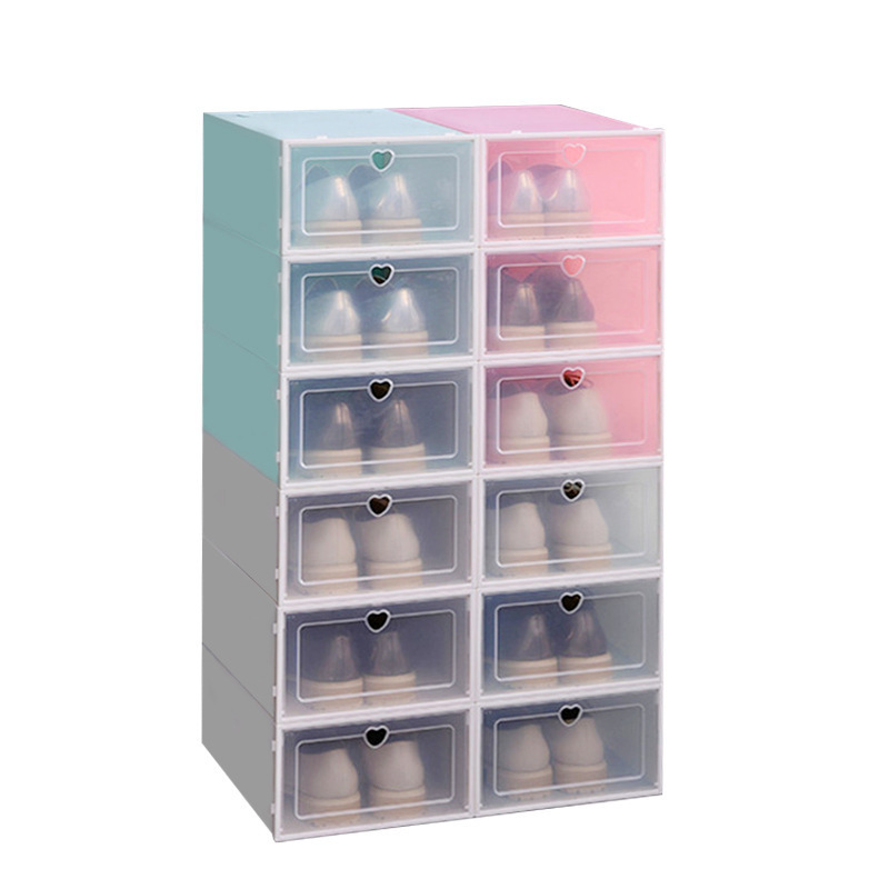 Modern Design Bedroom Foldable Clear Flip Case Shoes Storage Box Plastic Stackable Shoe Organizer