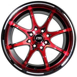 Wholesale black and red rims 15 16 17 inch 4 lug 4x100 wheels 4x114.3 sport rim