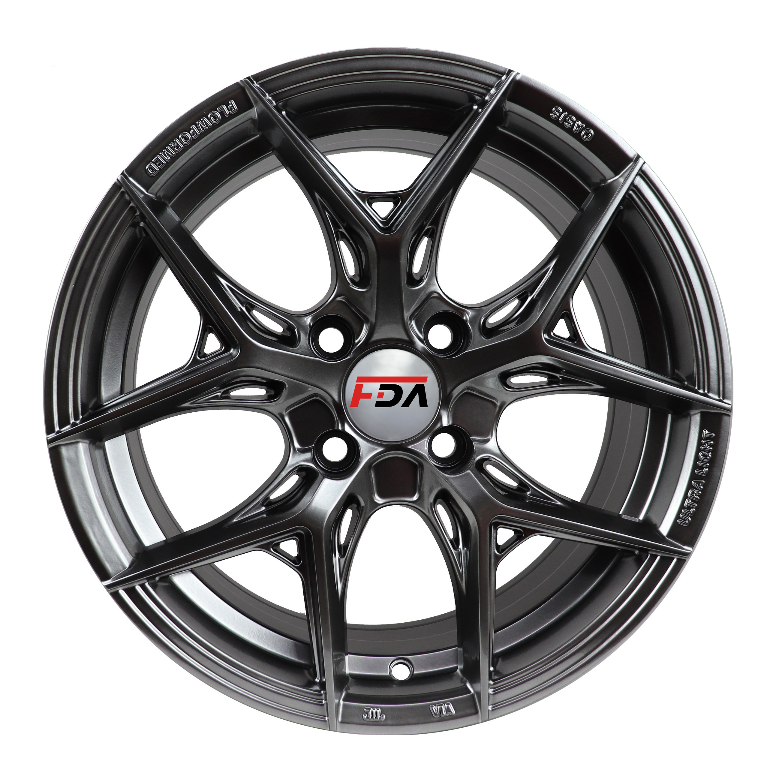 JT210 mag rims 15 inch multi spoke black red finish alloy car wheel 4x100 wheels 15