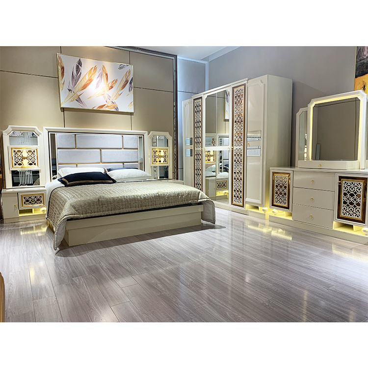 Modern MDF simple wardrobe / light luxury bedroom wooden combination wardrobe / minimalist household wardrobe with cover