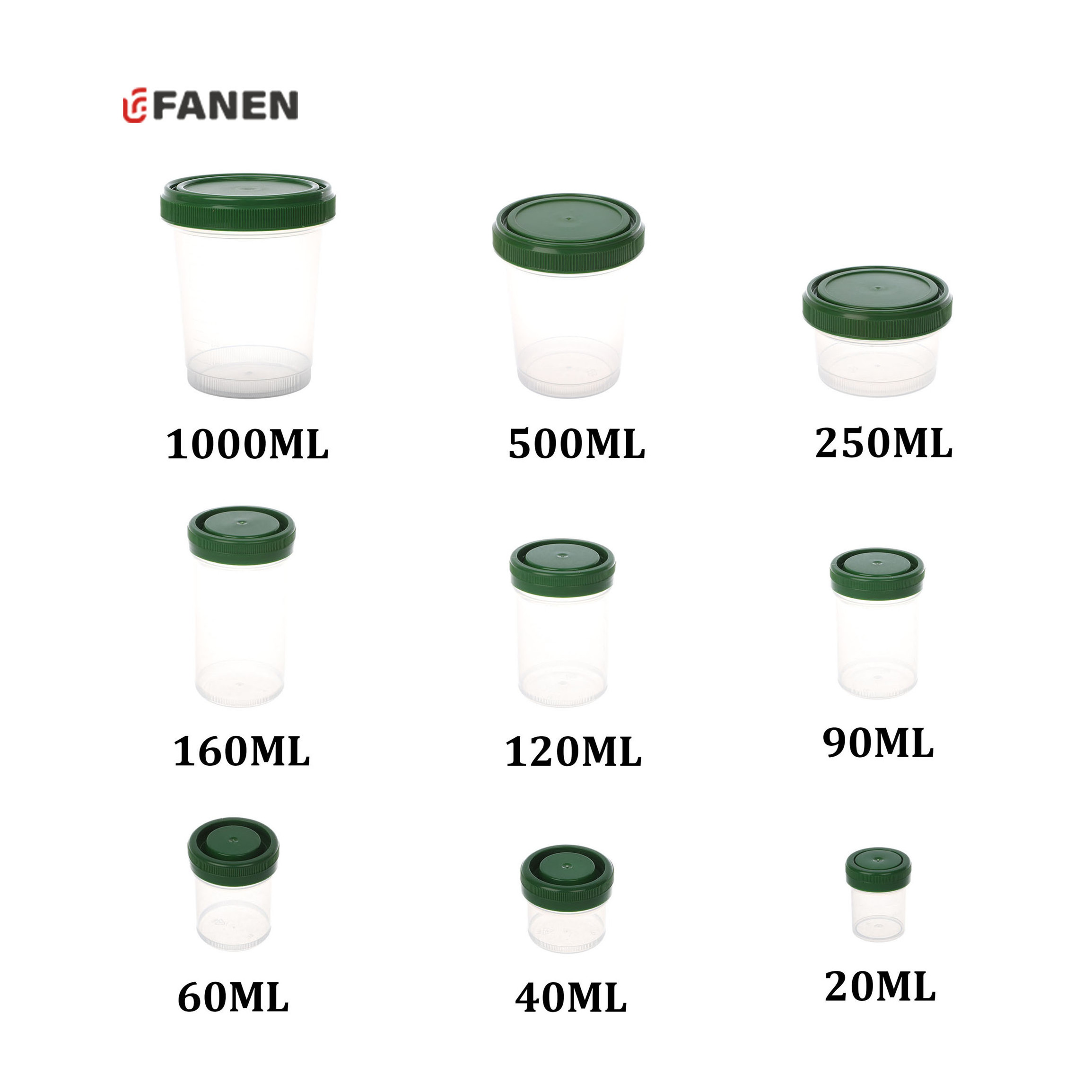 Fanen Lab Disposables Disposable Formalin Cup 90ml/120ml/160ml/250ml PP Sample Cup