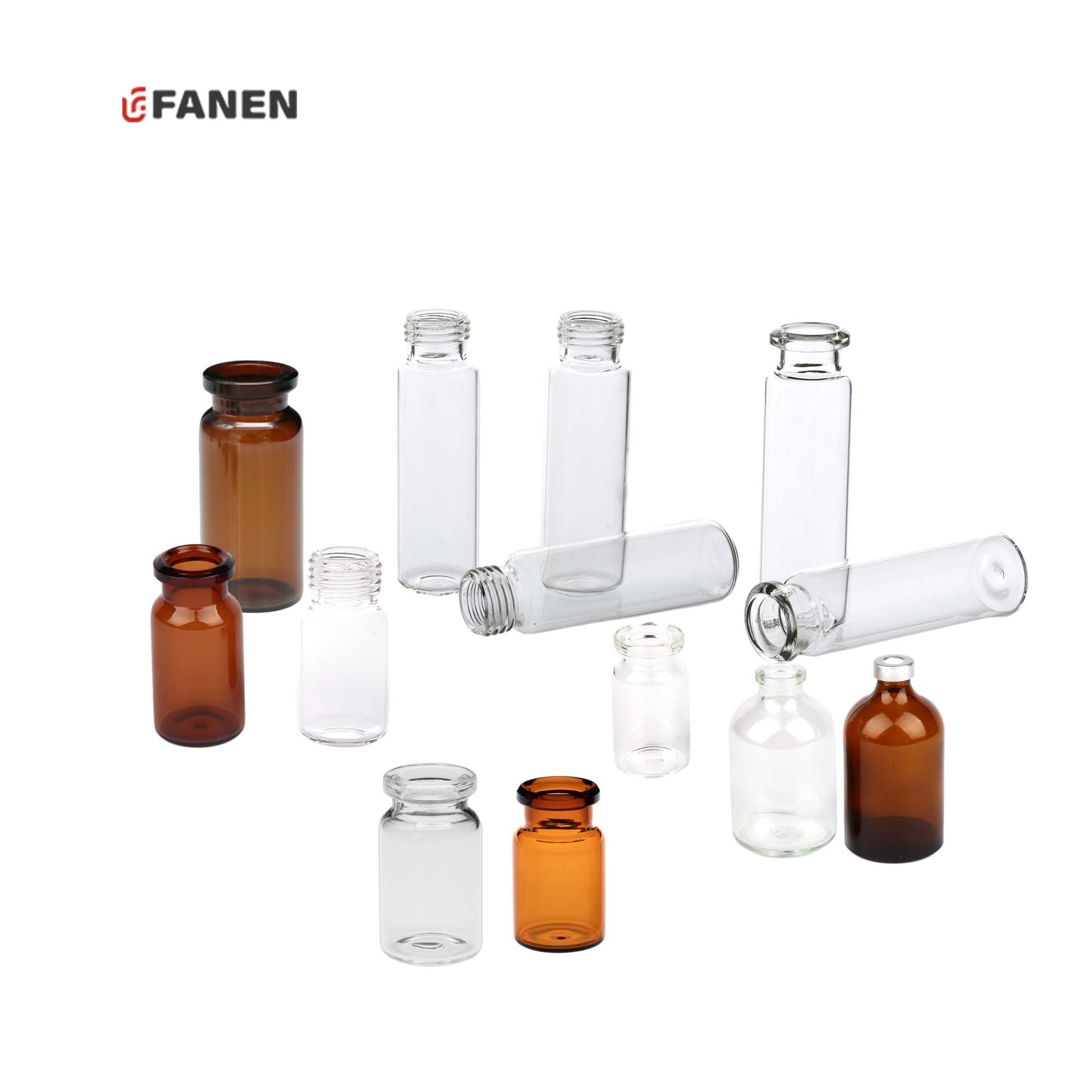 Fanen 100ml Amber Tubular Glass Headspace Vial Laboratory HPLC Insert Chromatography Vials