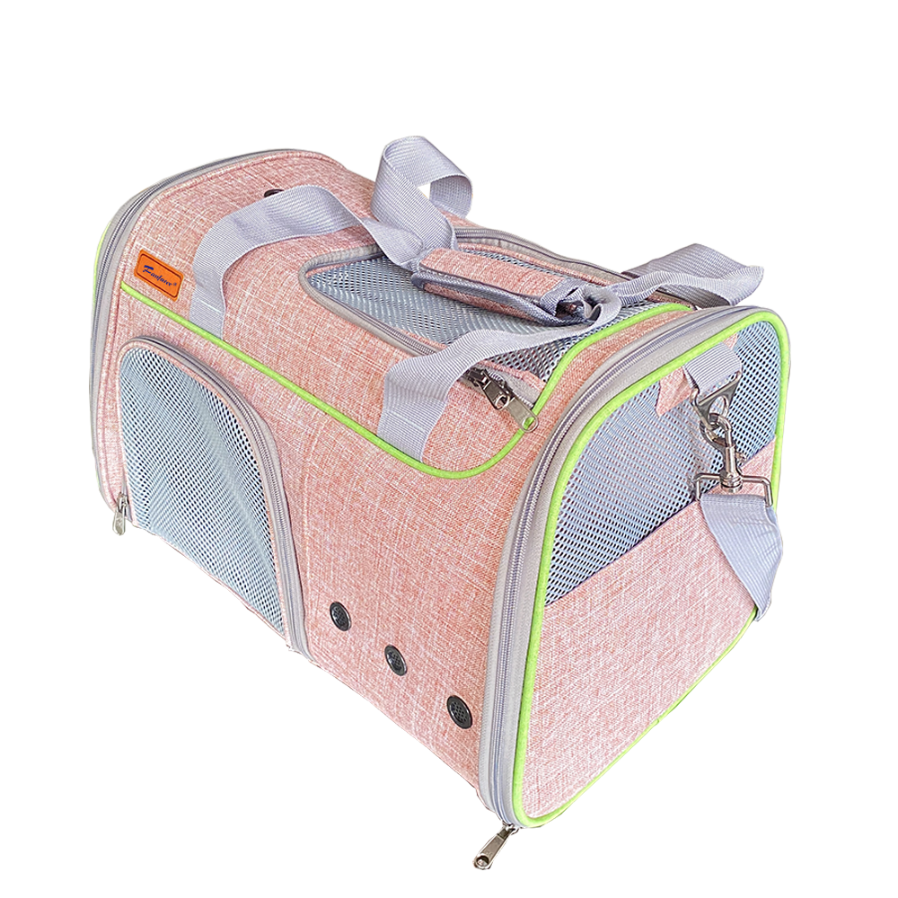 Airline Approved Tote Luggage Soft Sided Pink Cat Dog Pet Carrier With Breathable Mesh For Small And Medium Dogs Cats