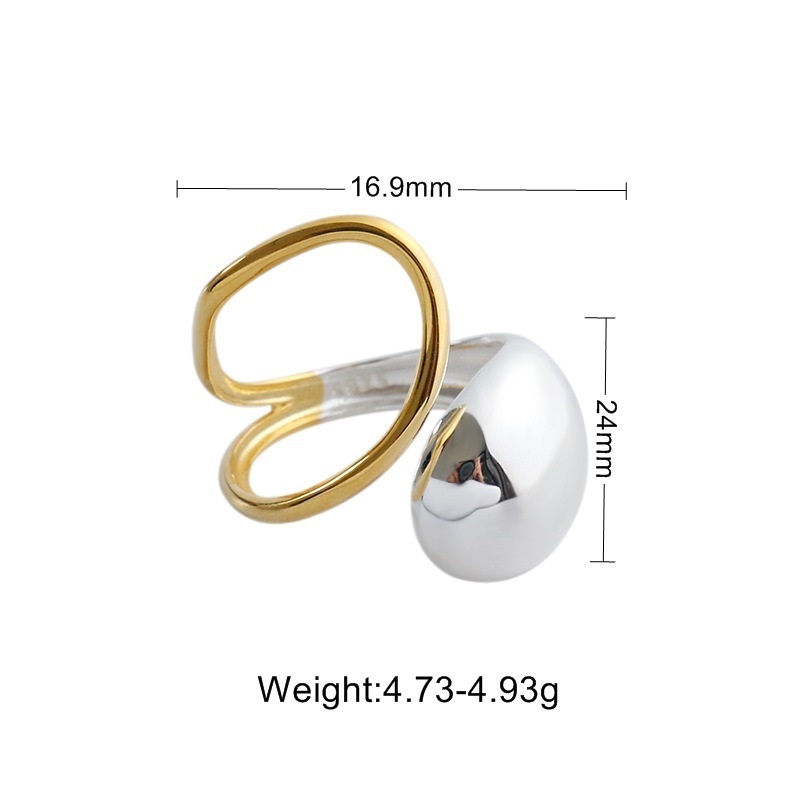 New Trend 18K Gold Plated 925 Sterling Silver Side Cross Faceted Water Drop Ring for Women