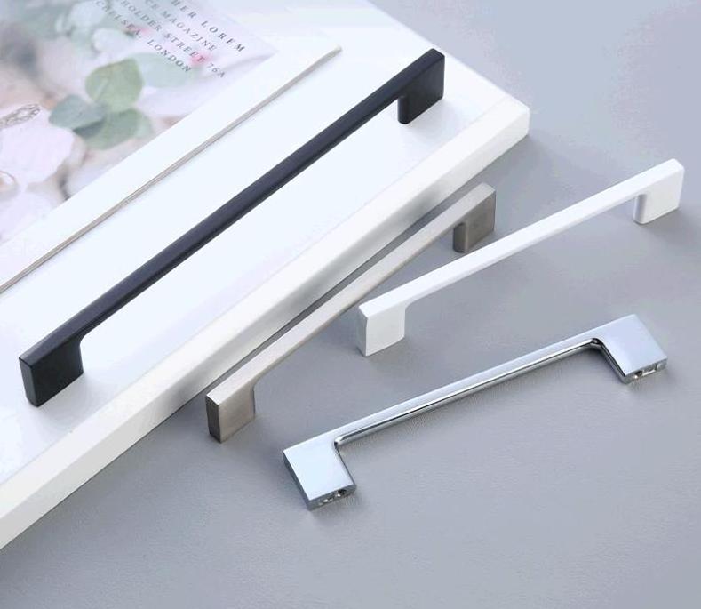 Modern minimalist nightstand drawer knobs zinc furniture pulls storage cabinet pulls brushed nickel